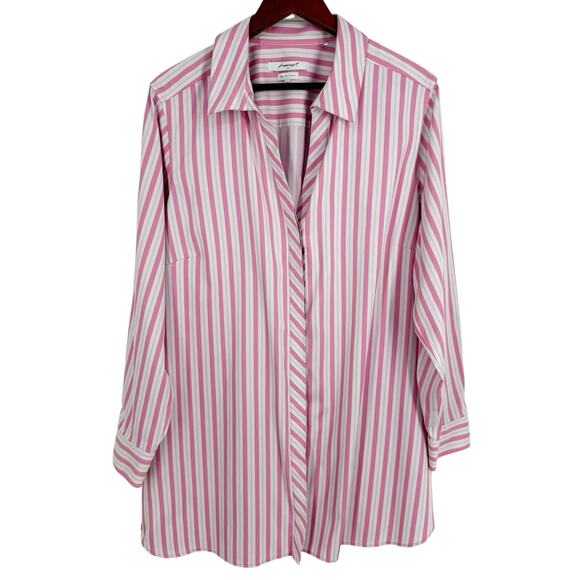 Foxcroft STRETCHY Plus Size 18W Womens Pink Formal Blouse Shirt Top Business - Picture 1 of 7